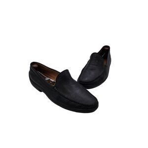 Valleverde Aria Condizionata Italian Pebbled Leather Black Slip-on Moccasin